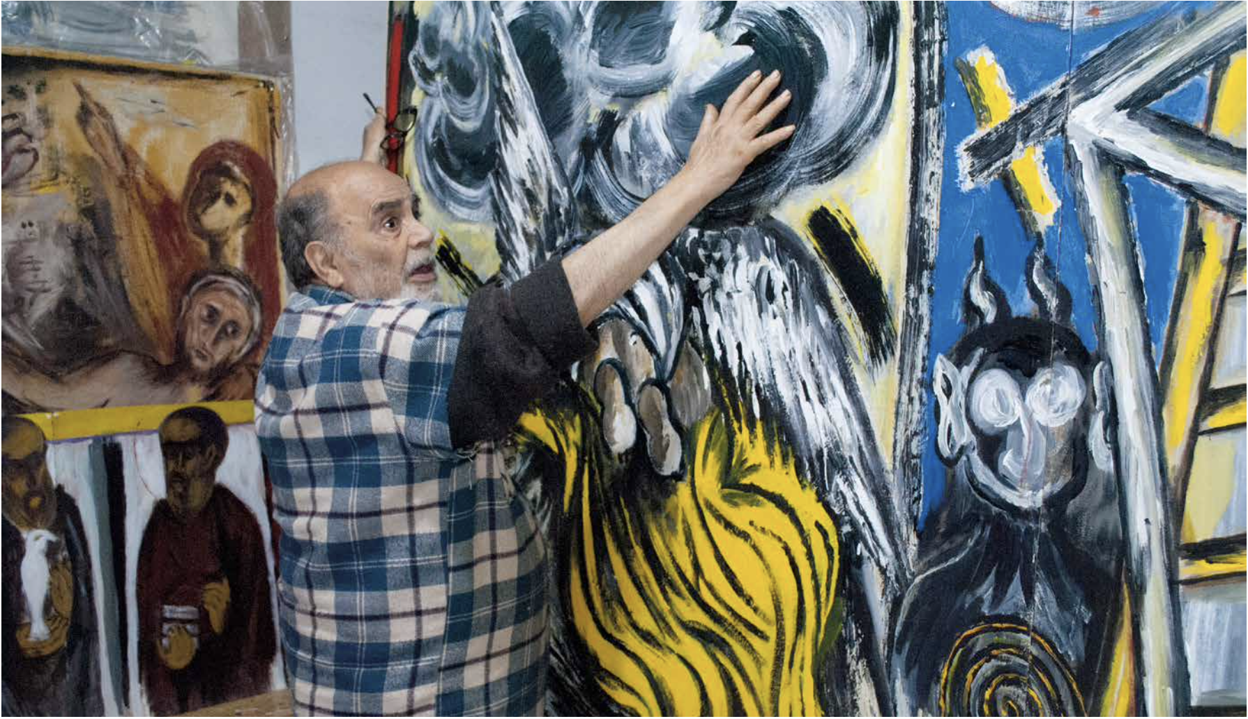 Mohamed Abouelouakar dans son atelier, Casablanca, octobre 2020